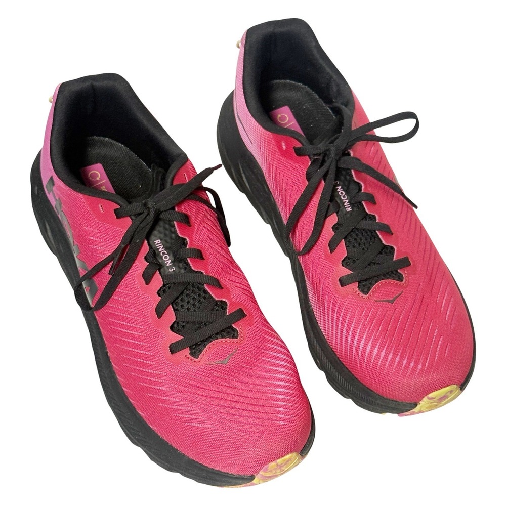 HOKA Rincon 3 Raspberry Pink Black Lightweight Running Shoes Sneakers Size 10.5B - Picture 3 of 14